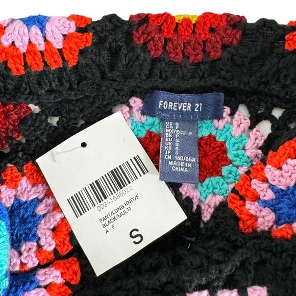 Forever 21 Granny Square Crochet Matching Set Small New Halter Top Flare Pants - Picture 11 of 11